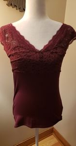 Express womens deep V neck lace short sleeve top S